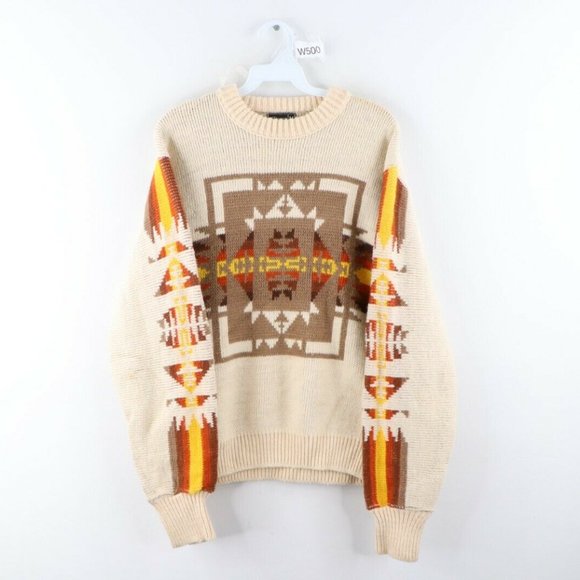 Vtg 70s Rockabilly Acrylic Southwestern Sweater
